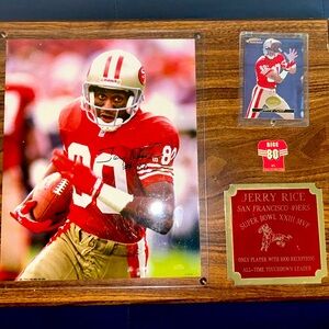 Jerry rice signed authentic 8x10 photo plaque with 1996 pinnacle card